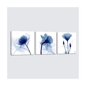 Wieco Art Flores abstractas azules 3 paneles impresiones_1