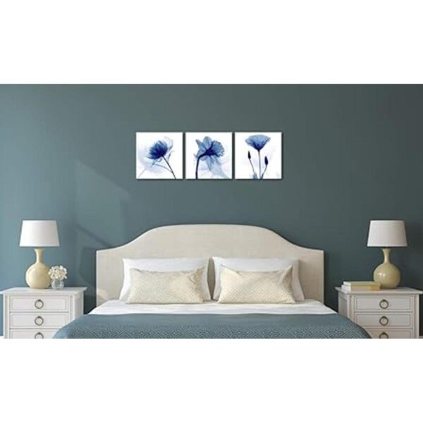 Wieco Art Flores abstractas azules 3 paneles impresiones_4