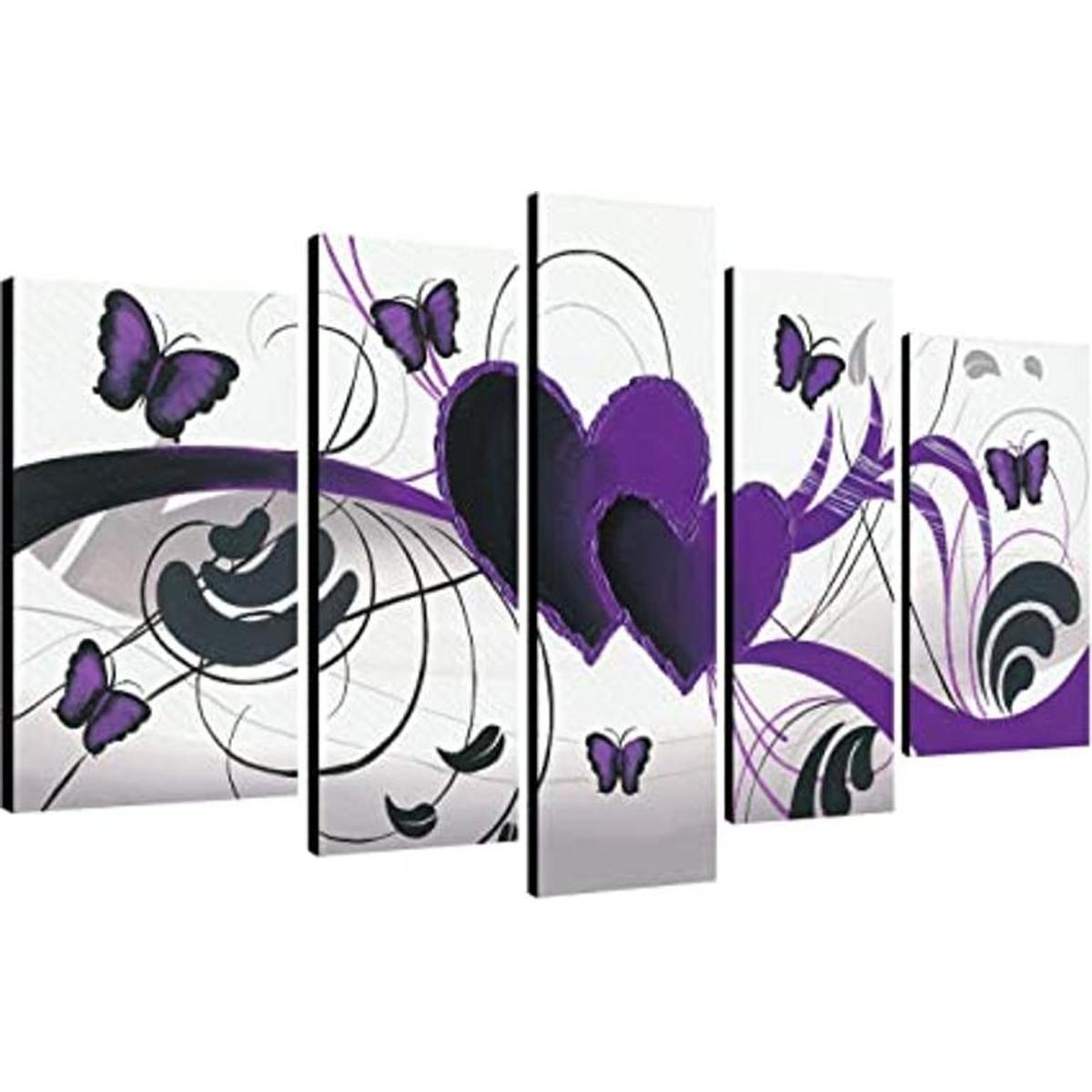 Wieco Art Juego de 5 cuadros modernos 100 pintados a
