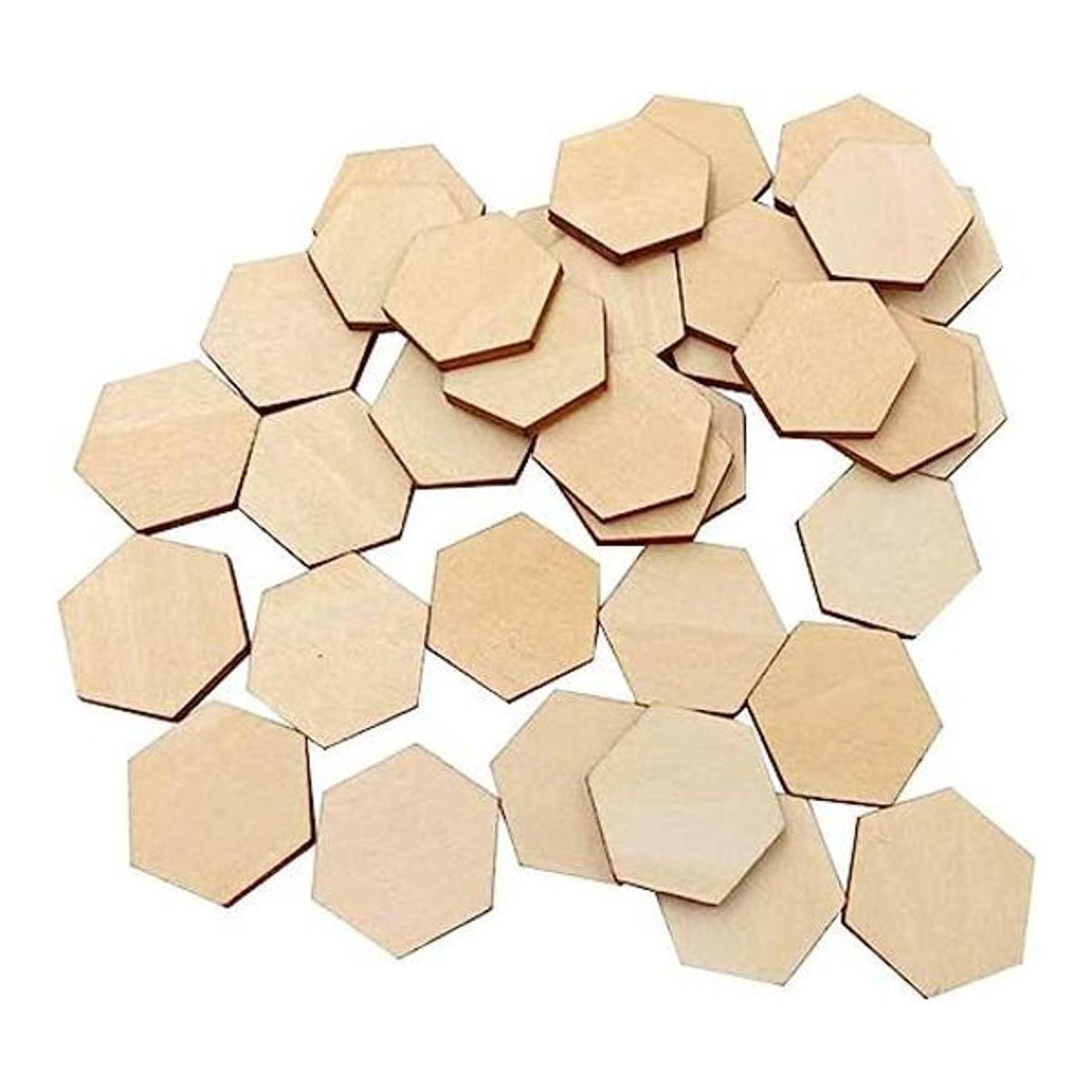 100 piezas de 0.787 in de viruta hexagonal de madera sin