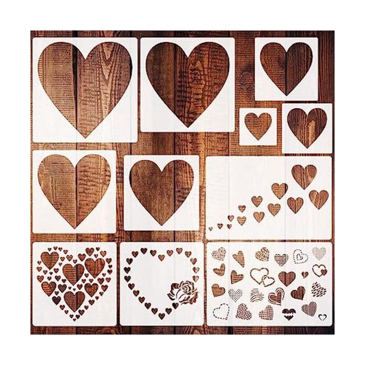 11 plantillas de corazón plantillas de plástico
