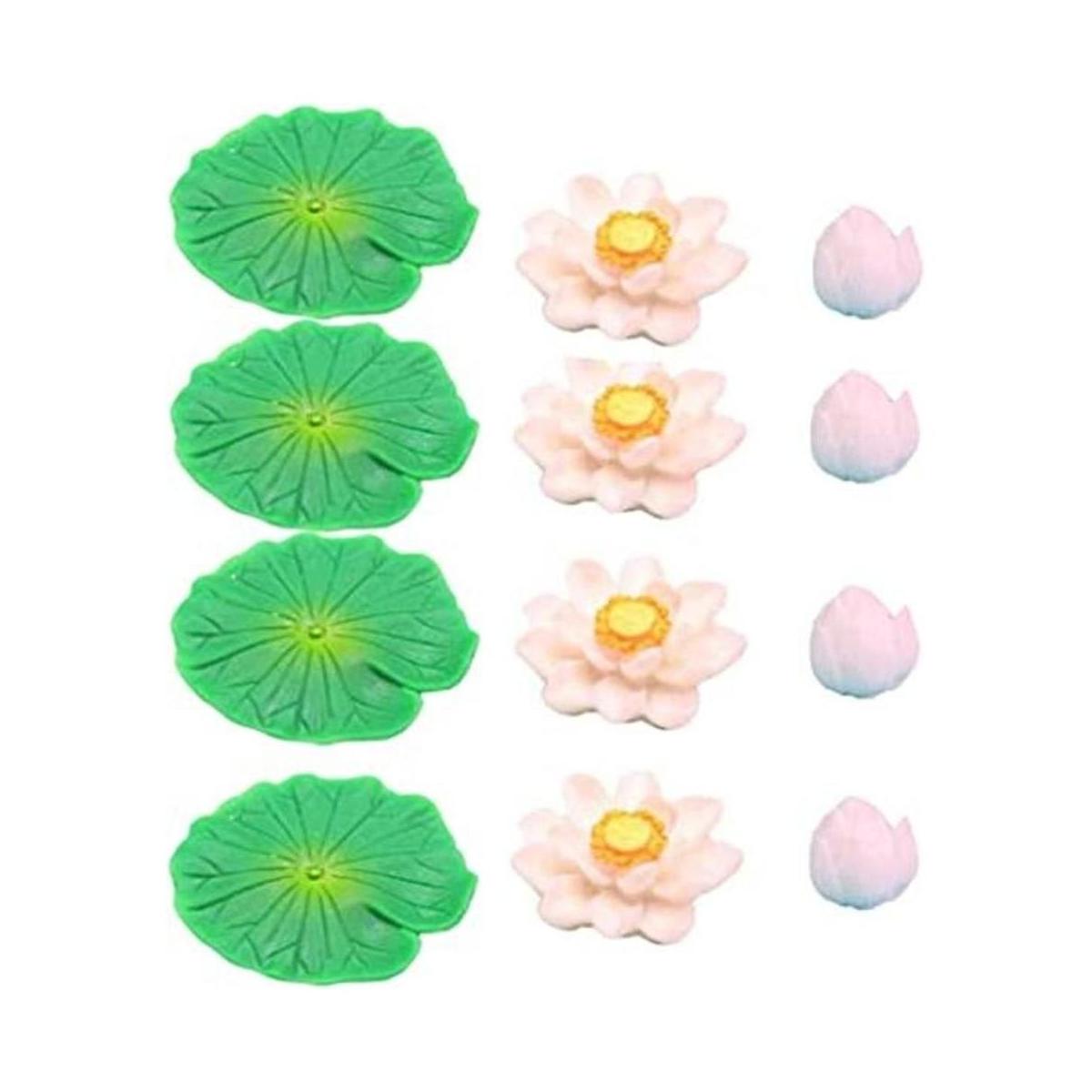 12 almohadillas artificiales flotantes de flores de loto