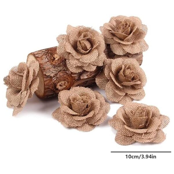 12 flores de arpillera grandes para manualidades 3.15