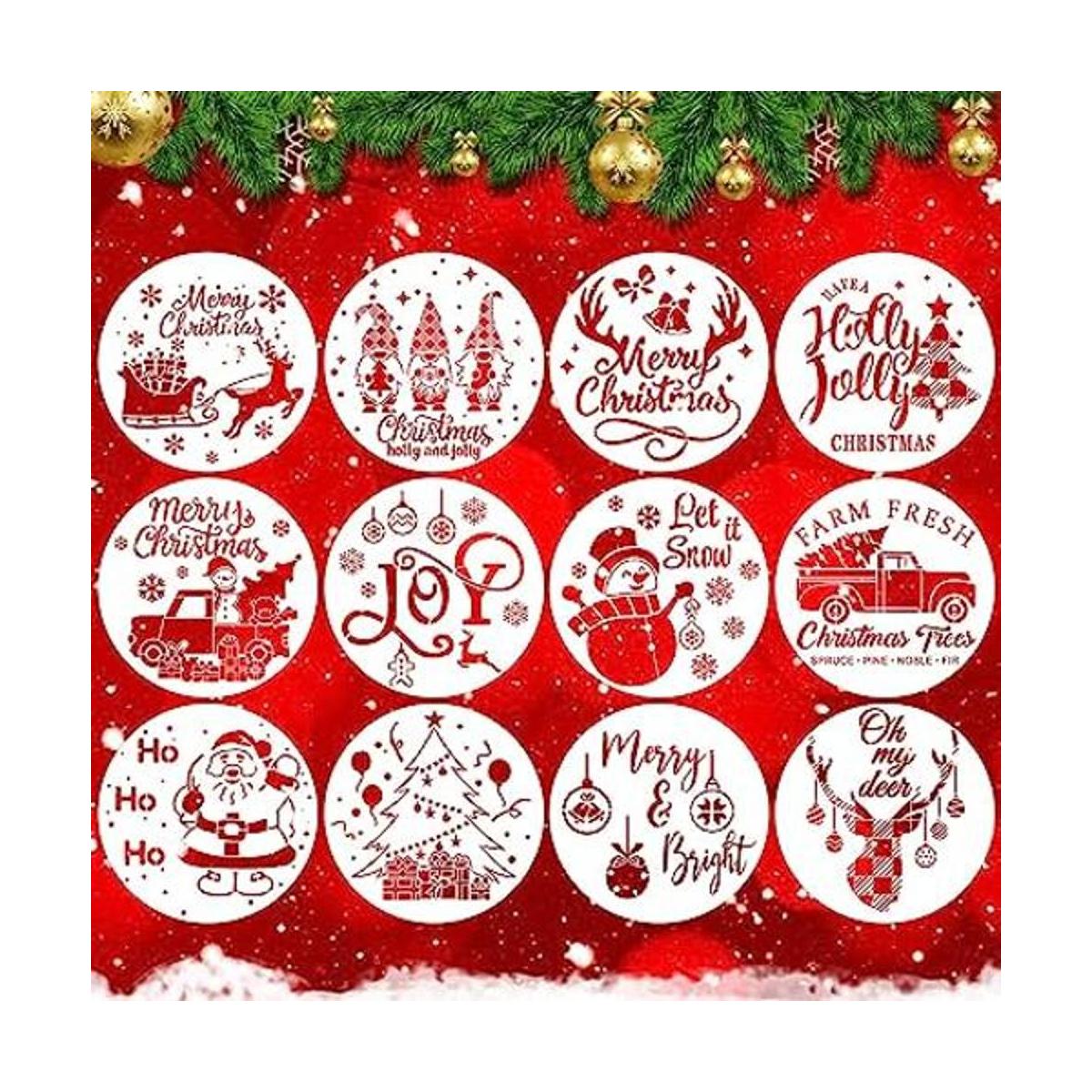 12 plantillas de Navidad plantillas redondas grandes de