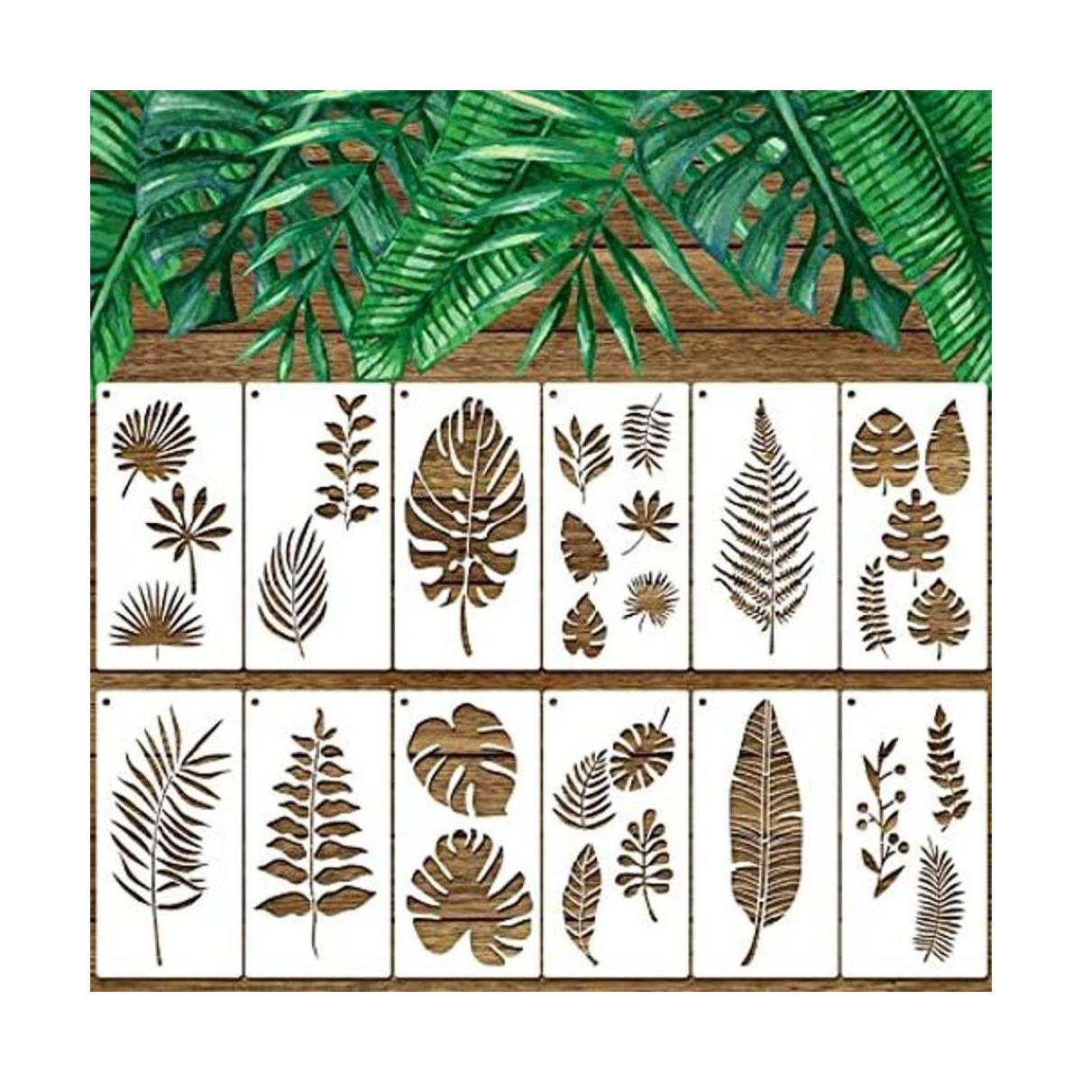 12 plantillas reutilizables de hoja de helecho para pintar