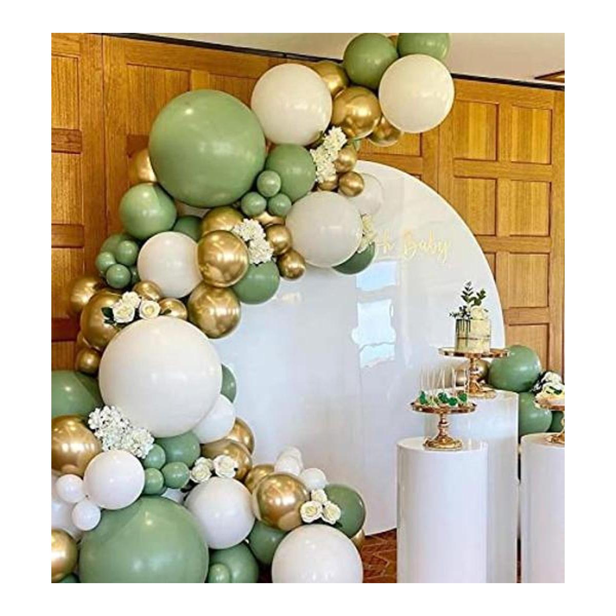137 piezas de guirnalda de globos de color verde salvia y