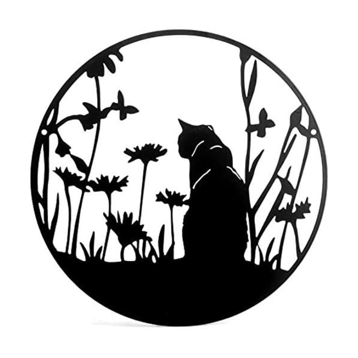 13.4 x 13.4 pulgadas silueta de gato negro arte de pared