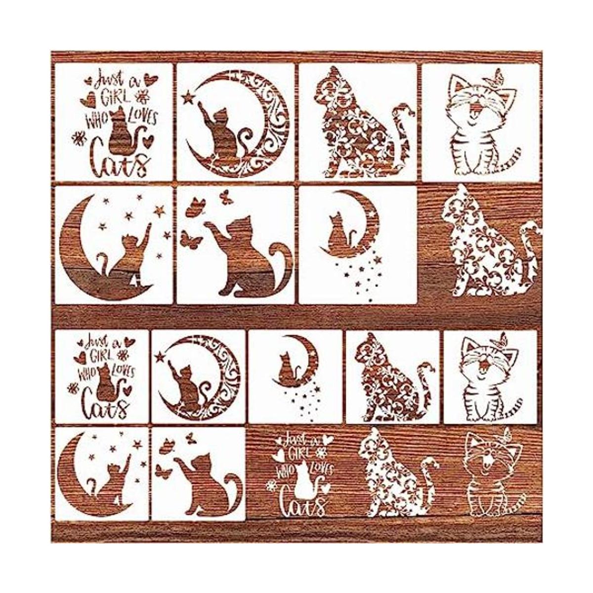14 plantillas de gato para pintar sobre lienzo de madera