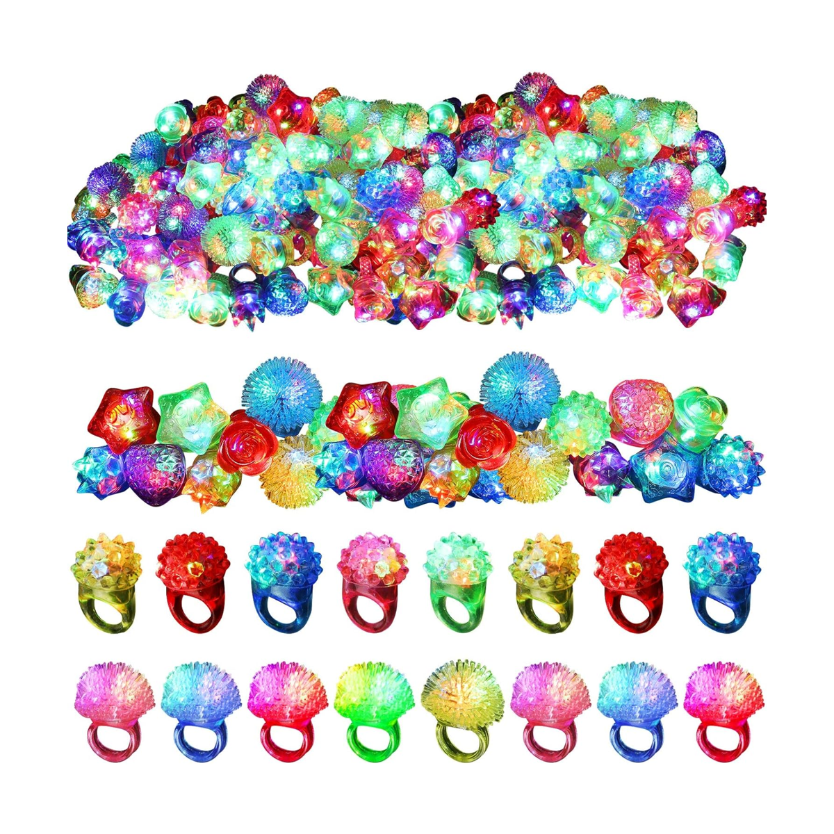 150 anillos de goma con luz LED anillos de goma de