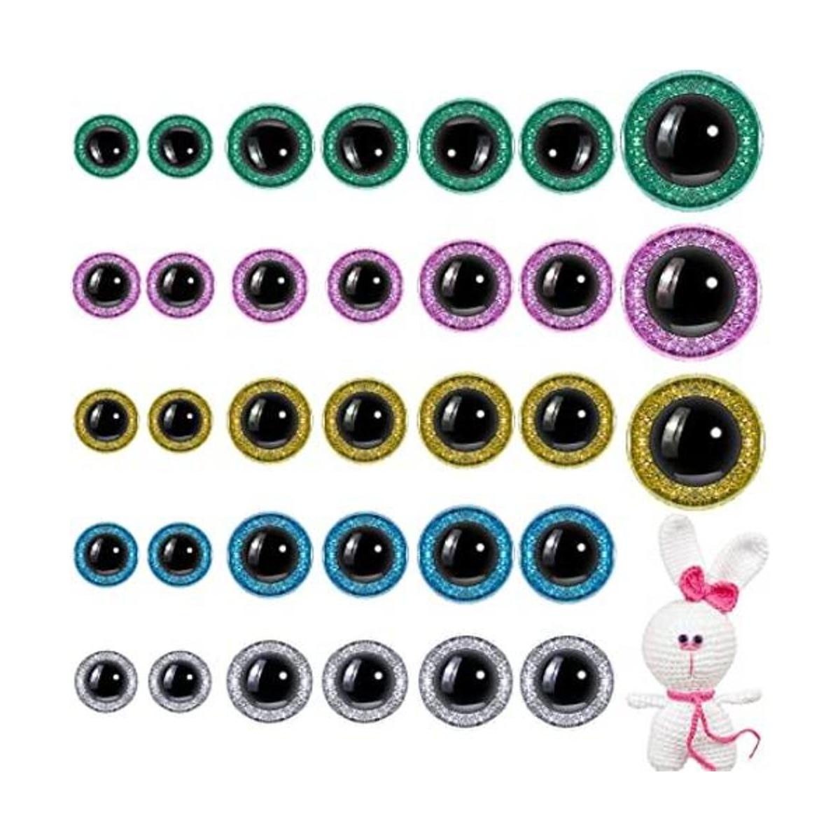 150 ojos de seguridad grandes con purpurina para Amigurumi