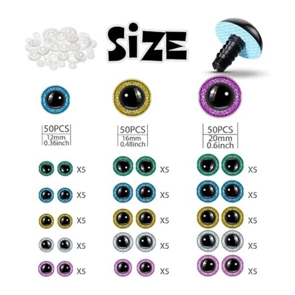 150 ojos de seguridad grandes con purpurina para Amigurumi