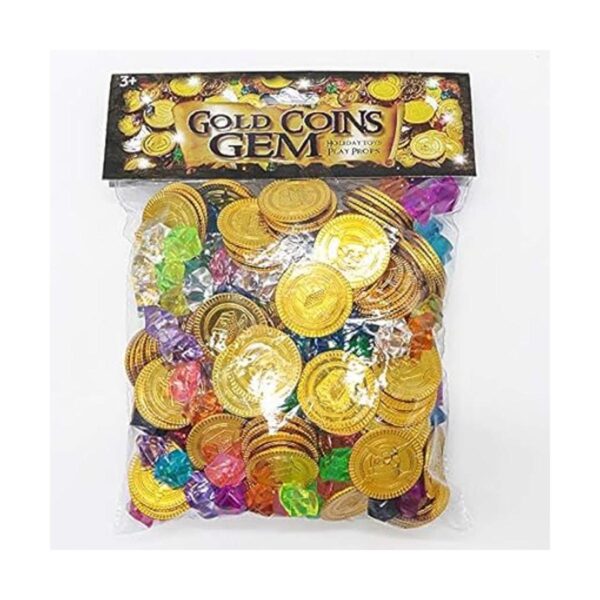 160 monedas de oro pirata de plástico gemas de colores_2