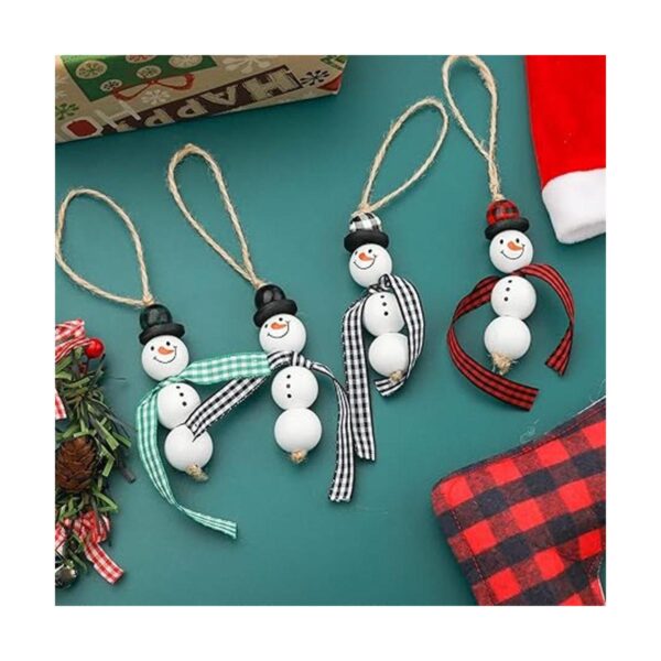 180 cuentas de madera de Navidad muñeco de nieve de