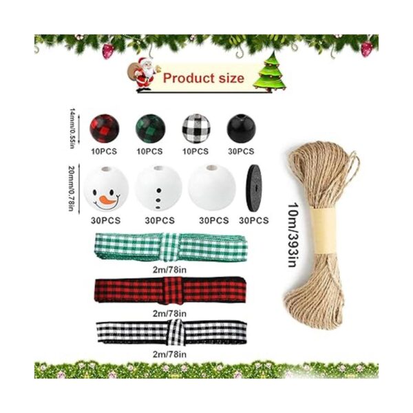 180 cuentas de madera de Navidad muñeco de nieve de