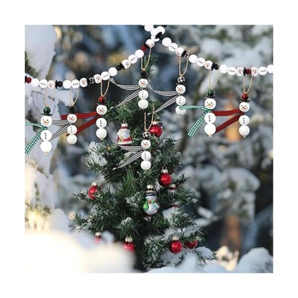 180 cuentas de madera de Navidad muñeco de nieve de