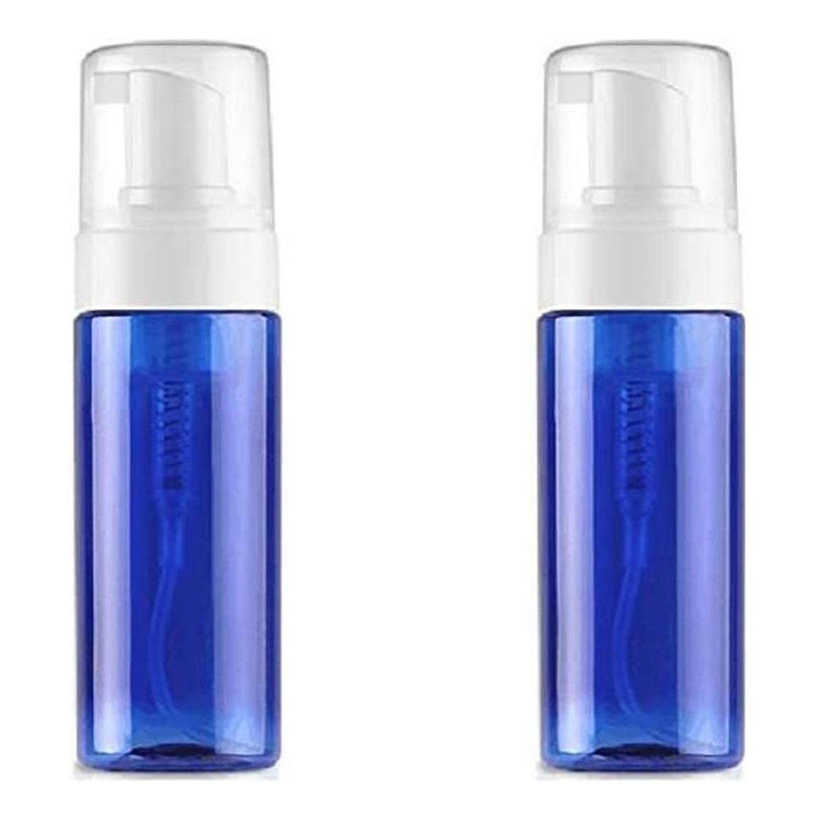 2 botellas de plástico vacías de 100 ml de color azul