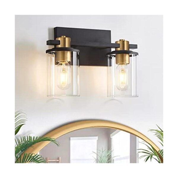 2 luces de tocador de baño lámparas de baño negras y_1