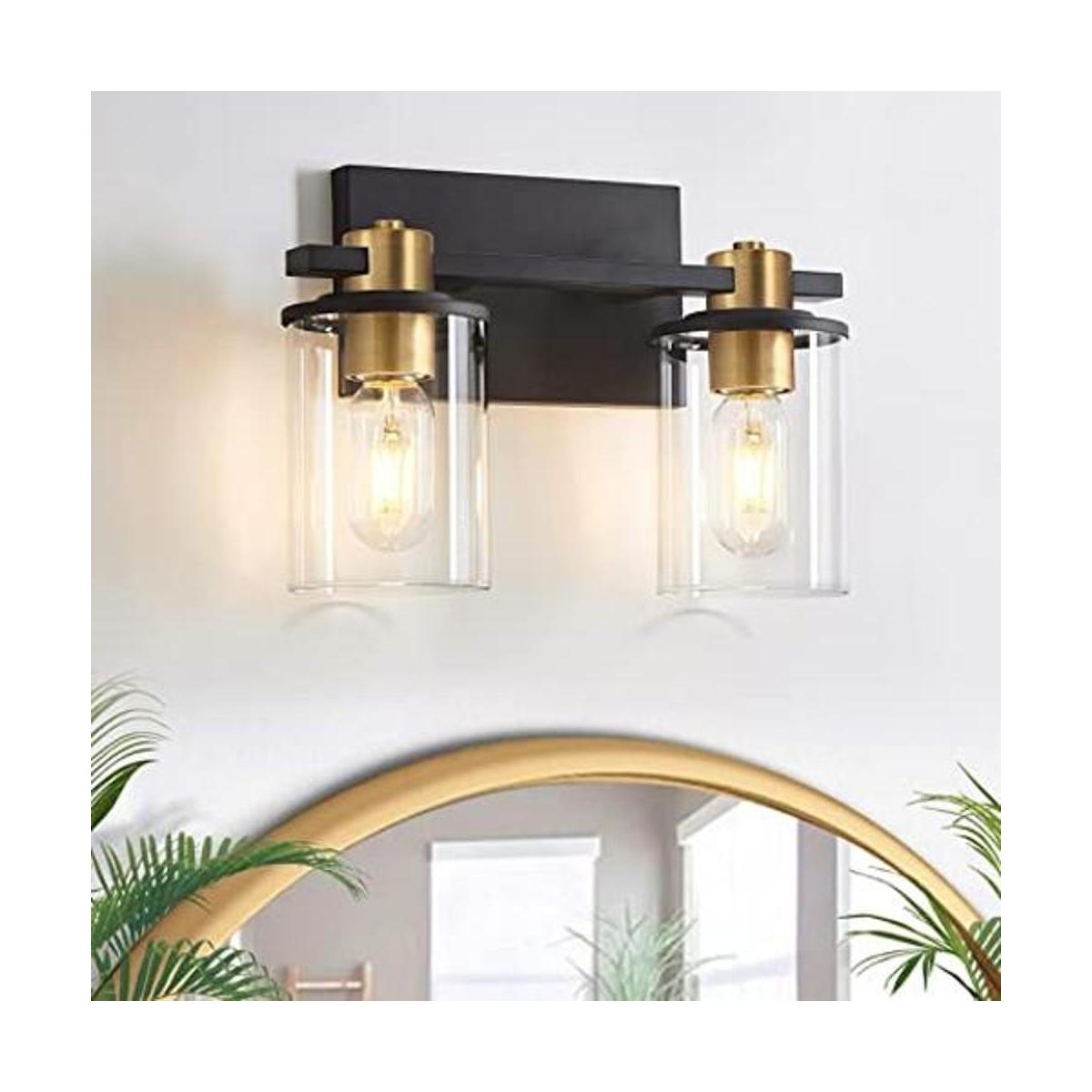 2 luces de tocador de baño lámparas de baño negras y