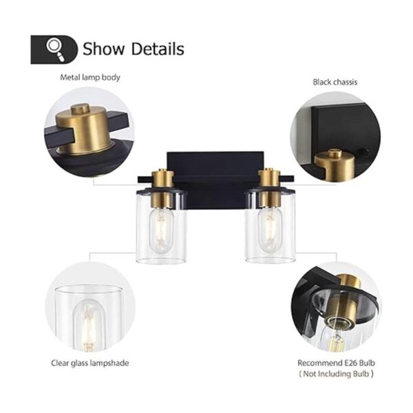 2 luces de tocador de baño lámparas de baño negras y_2