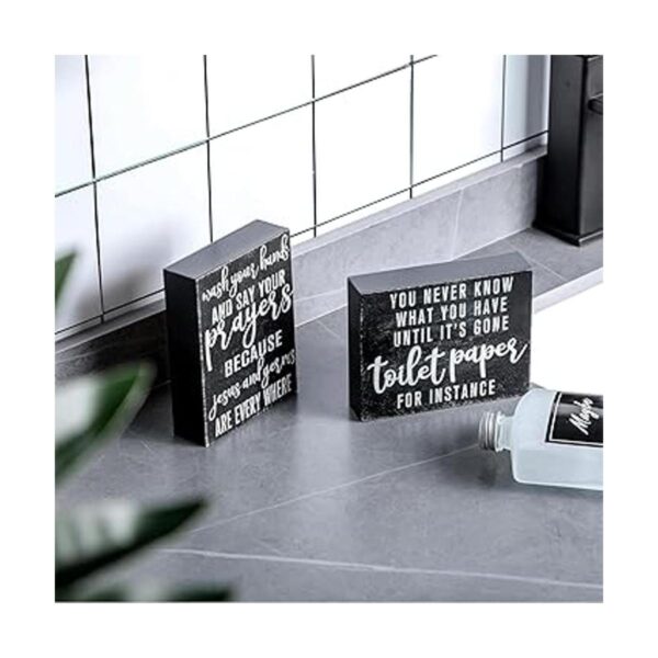 2 piezas de decoración de baño clásica con texto en