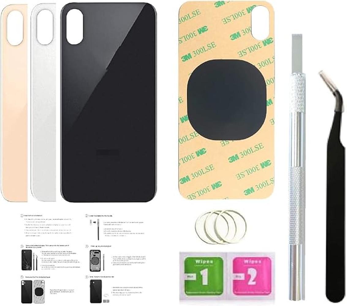 2 piezas de repuesto de vidrio trasero para iPhone Xs