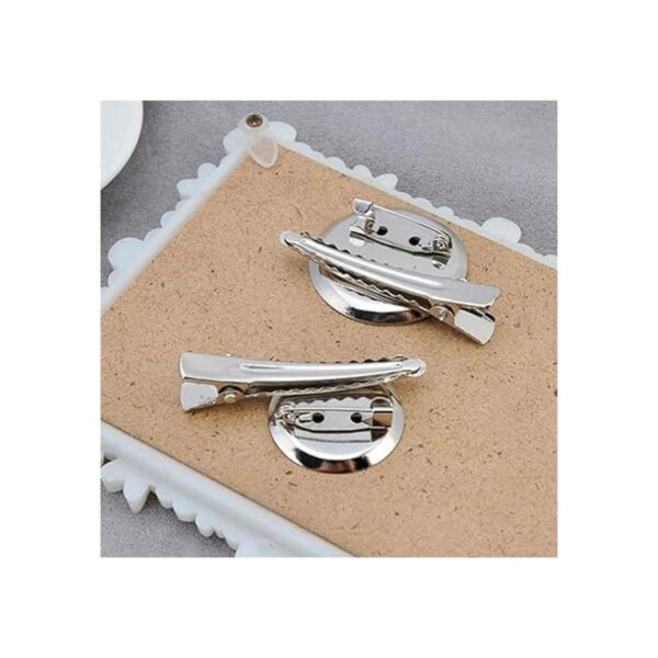 20 broches de plata en blanco con bandeja redonda con clip_2