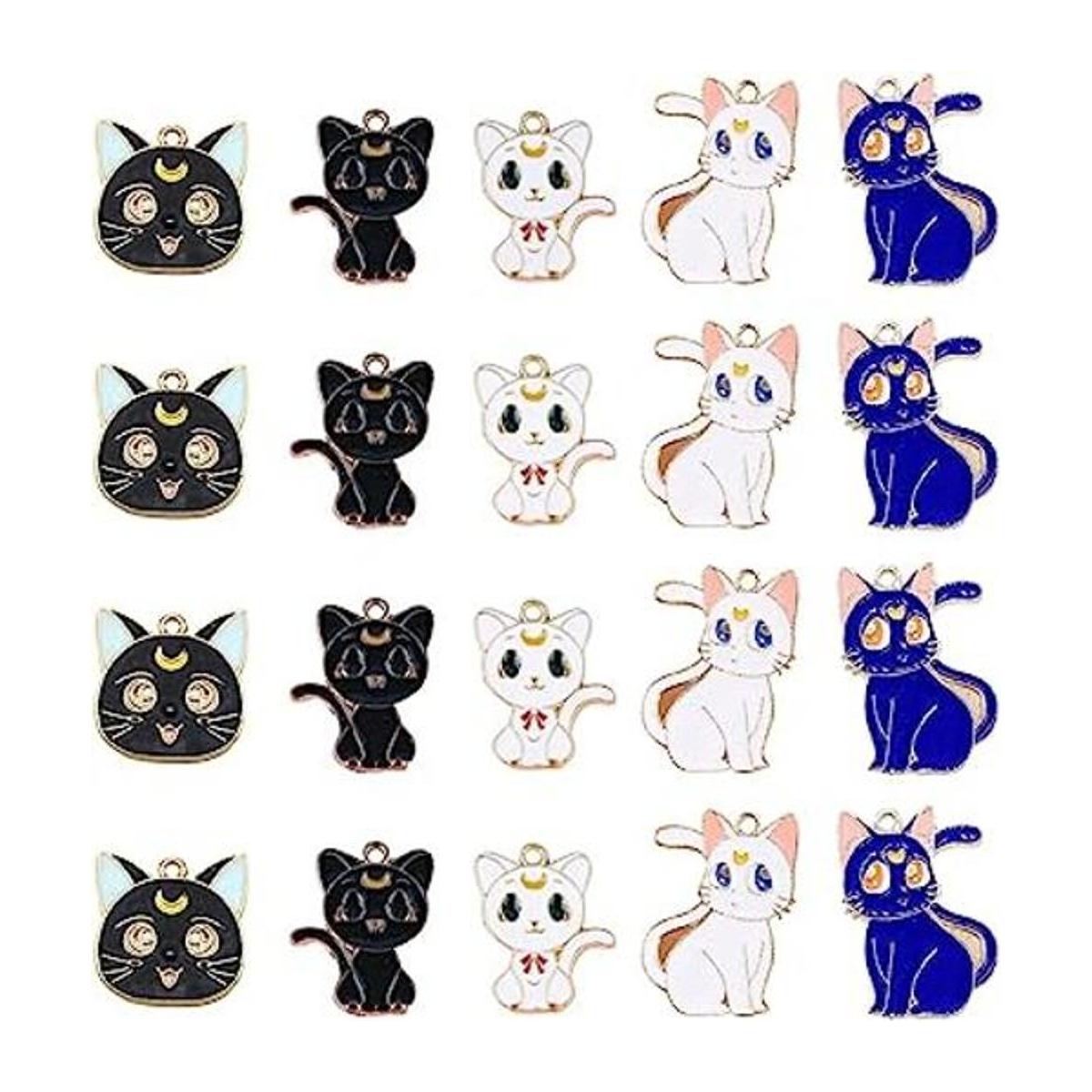 20 dijes de gato esmaltados chapados en oro para hacer