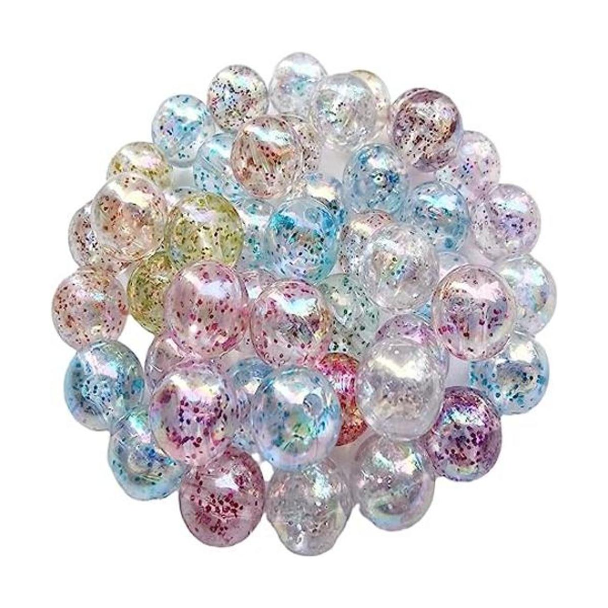 200 cuentas de cristal acrílico con purpurina redondas