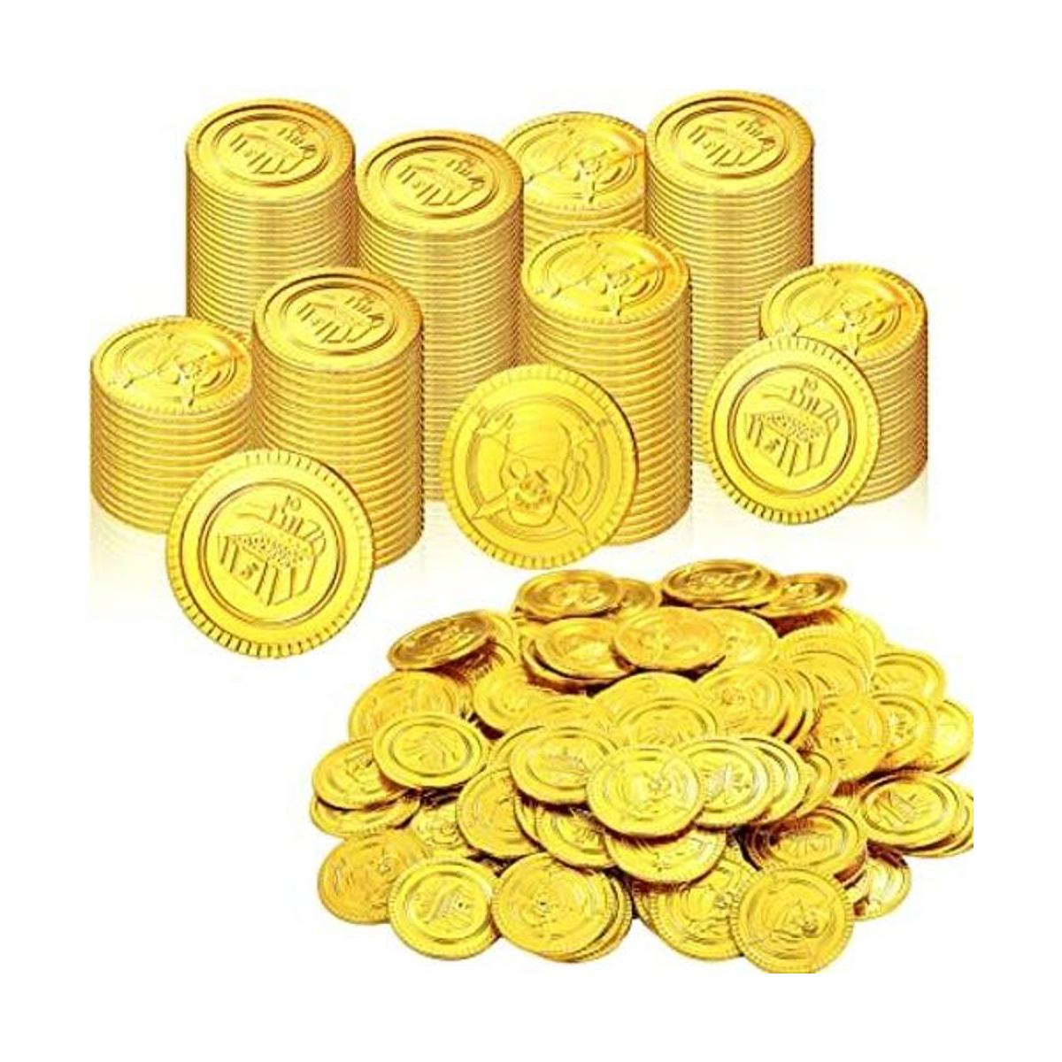 200 monedas de oro pirata monedas de tesoro de plástico