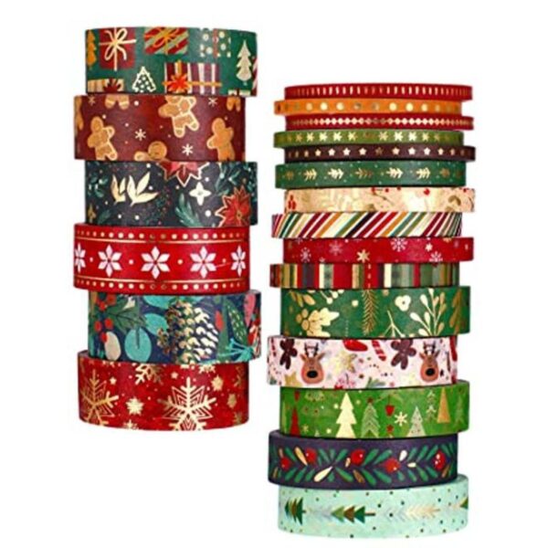 21 rollos de cinta adhesiva Washi navideña cinta adhesiva_1