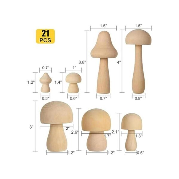 21 hongos de madera para manualidades 7 tamaños juego de