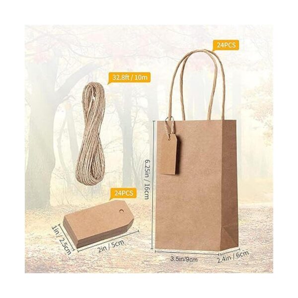 24 bolsas de papel kraft mini con asas de 6.3 x 3.5 in 24