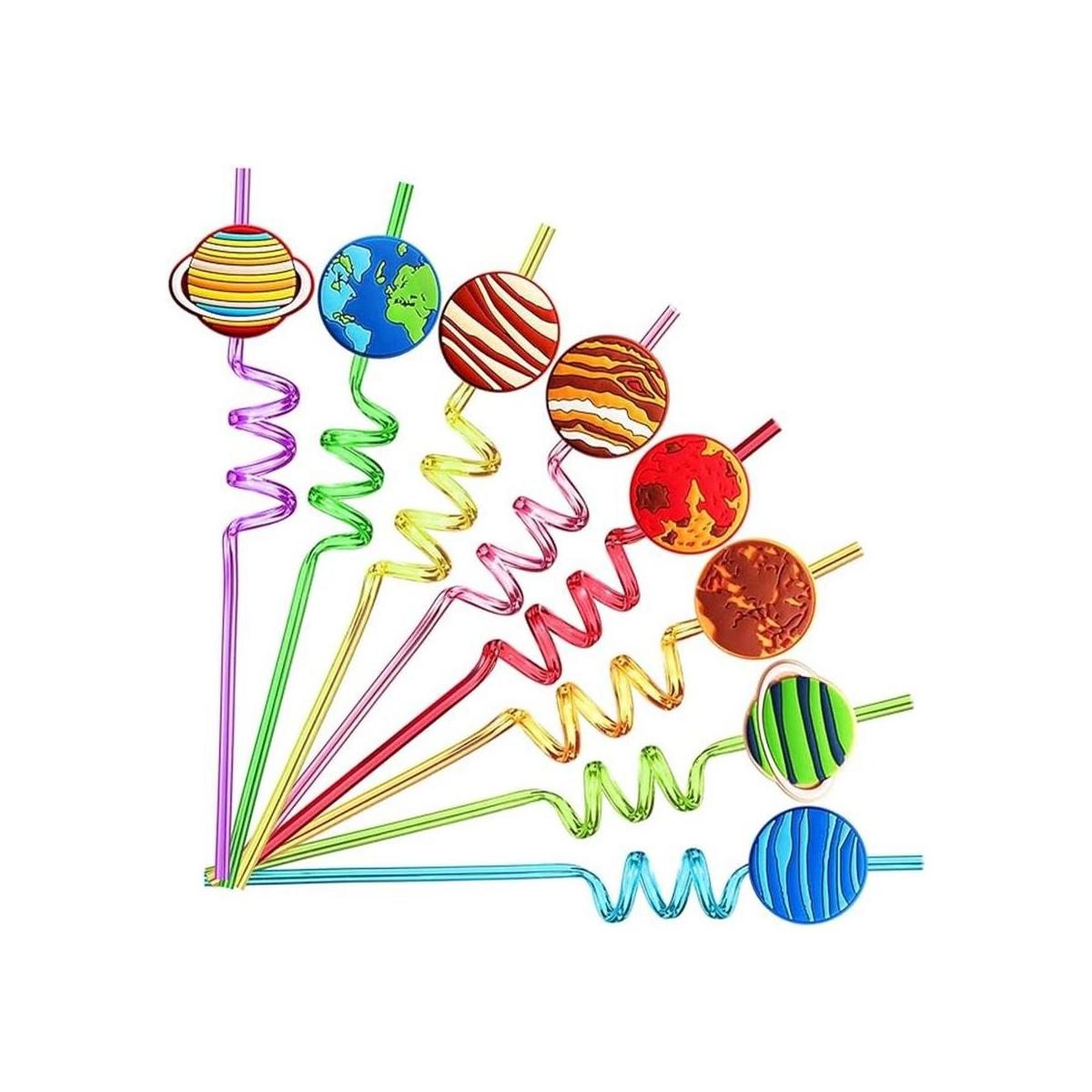 24 pajitas Planet para niños suministros de fiesta en el