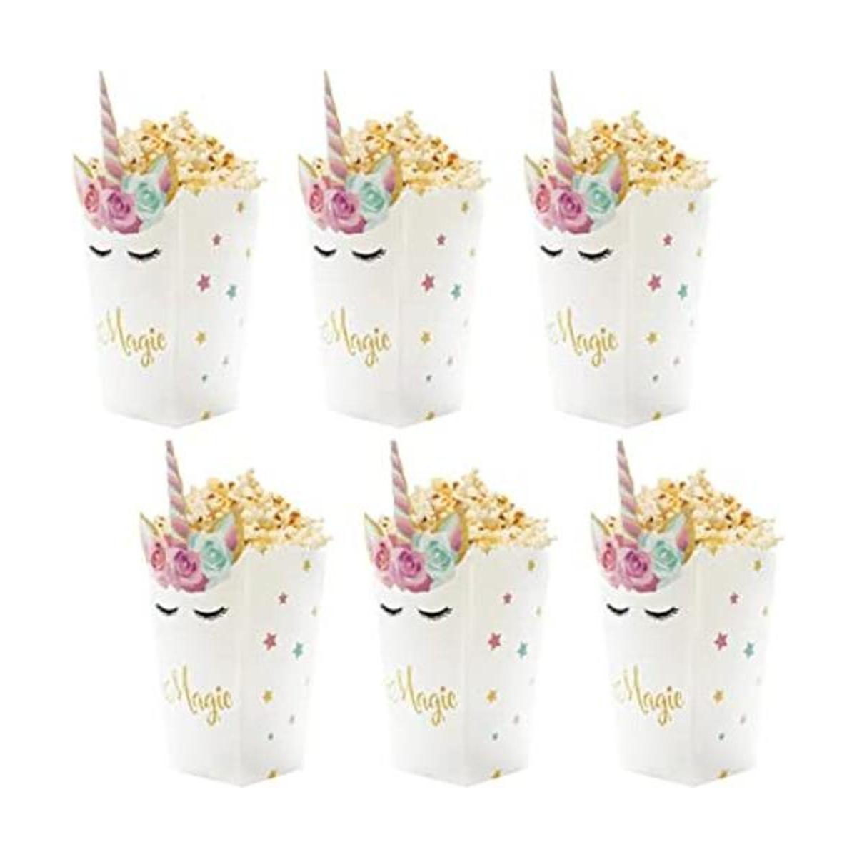 24 piezas de cajas de unicornio para palomitas de maíz