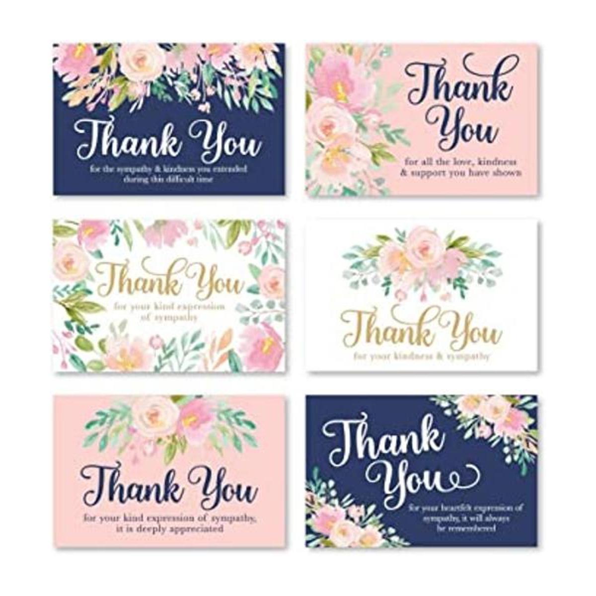 24 tarjetas de agradecimiento de simpatía floral de la