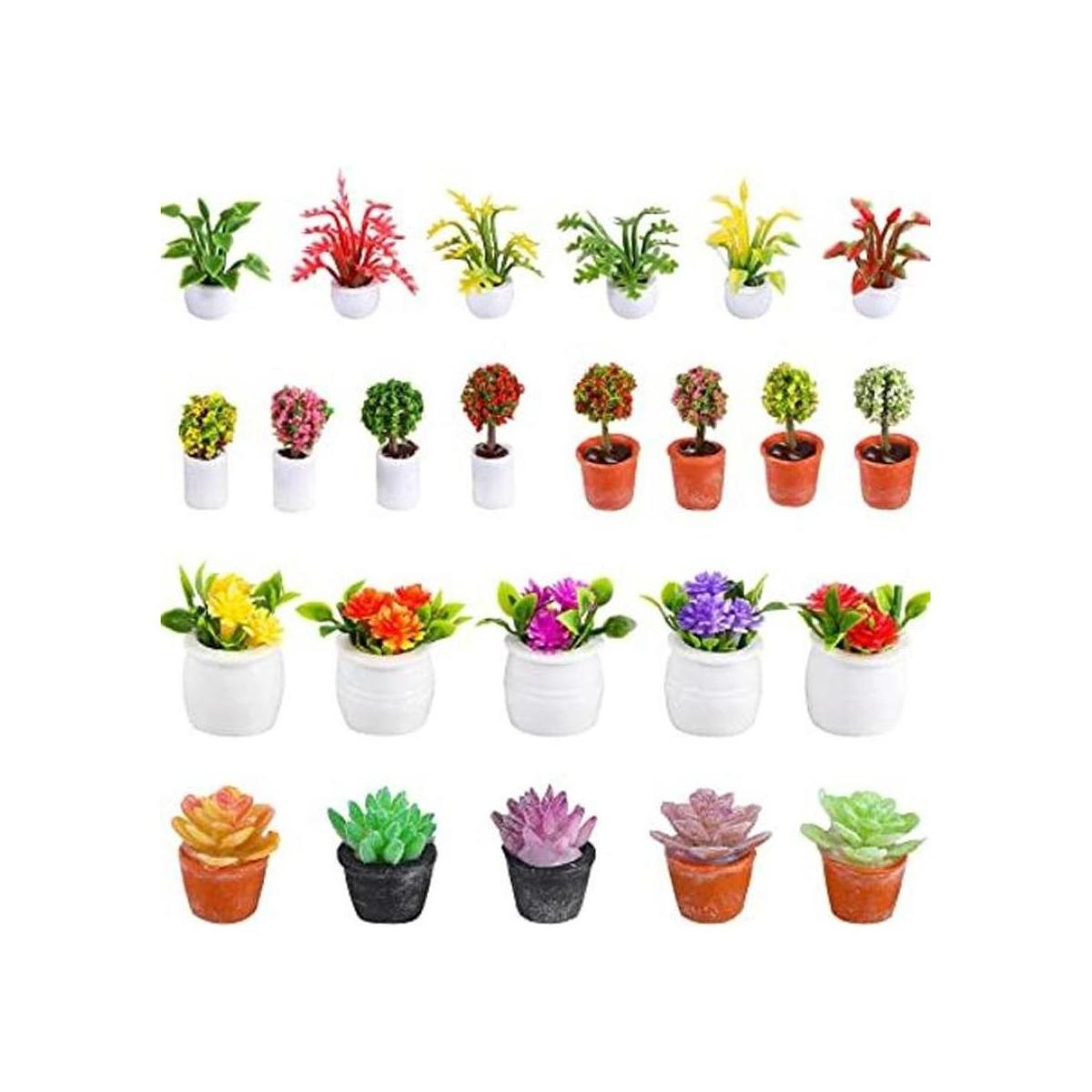 25 piezas de plantas en maceta de casa de muñecas planta