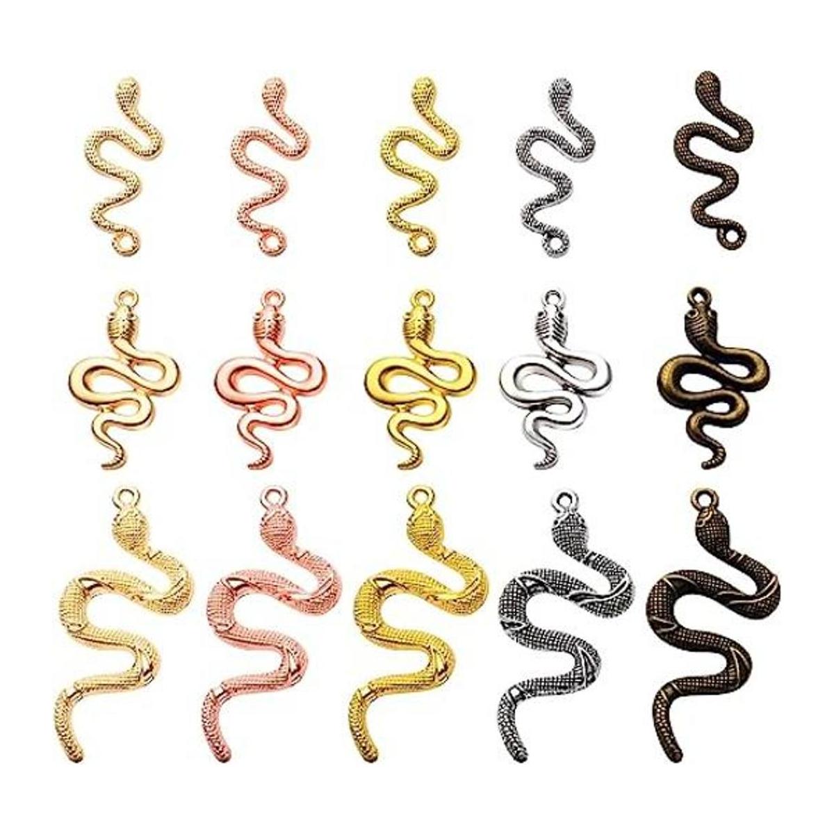 30 colgantes de serpiente de 5 colores de aleación
