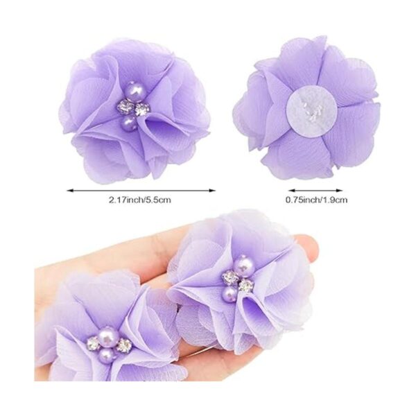 30 apliques de tela de costura de flores de gasa moradas