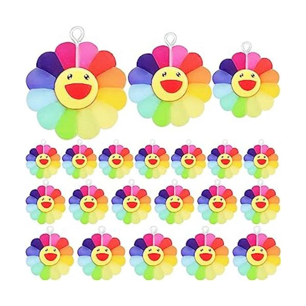 30 dijes de girasol sonriente de resina con diseño de