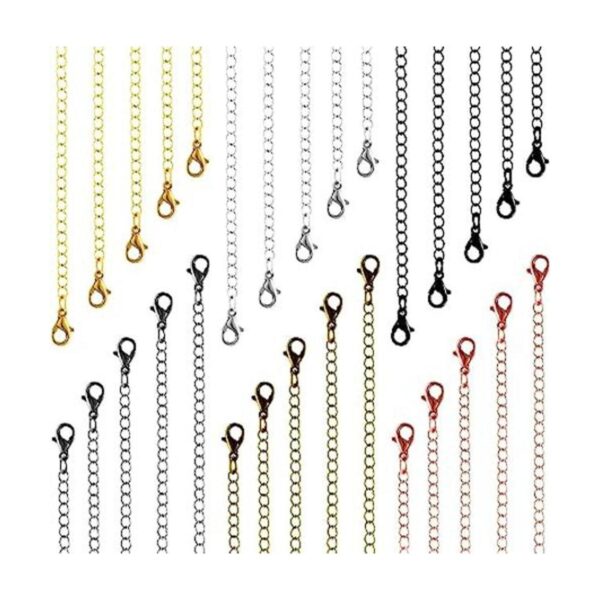 30 piezas de 5 tamaños collar extensor cadena de acero