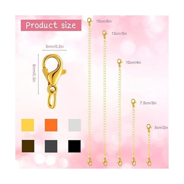 30 piezas de 5 tamaños collar extensor cadena de acero