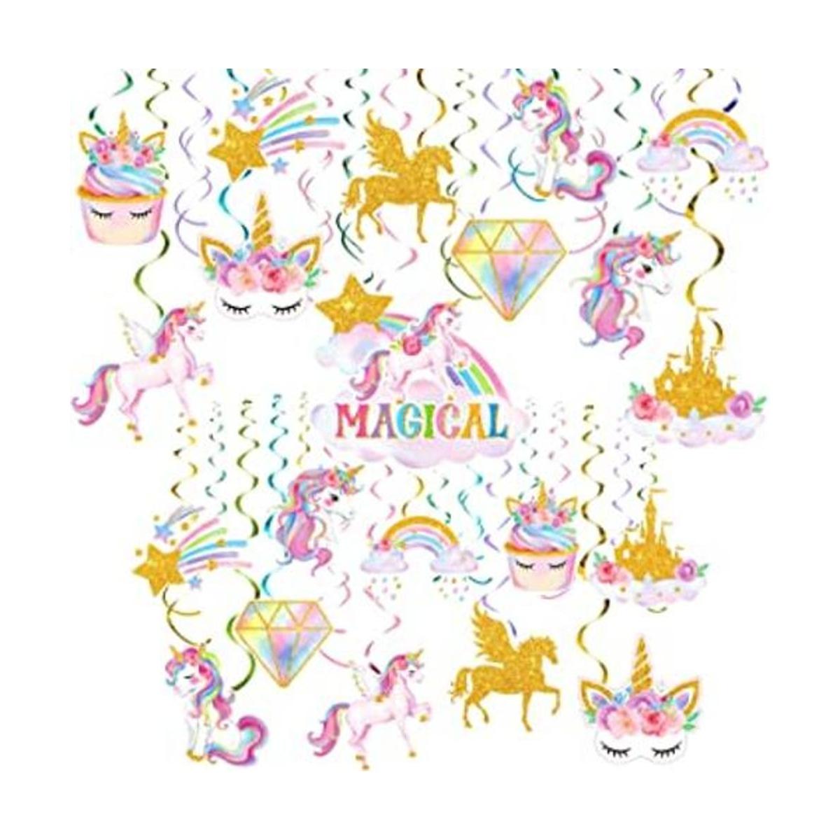 30 piezas de unicornio colgante de espirales decoraciones
