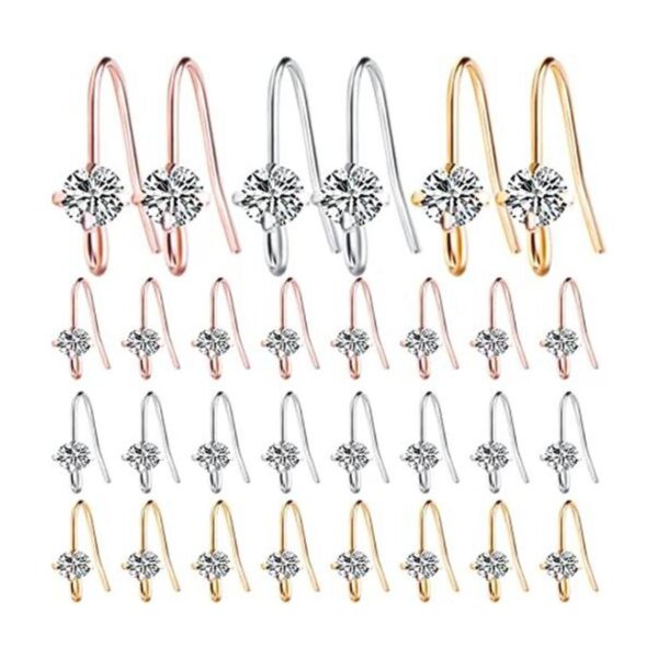 30pcs 3 colores diamantes franceses pendientes ganchos de