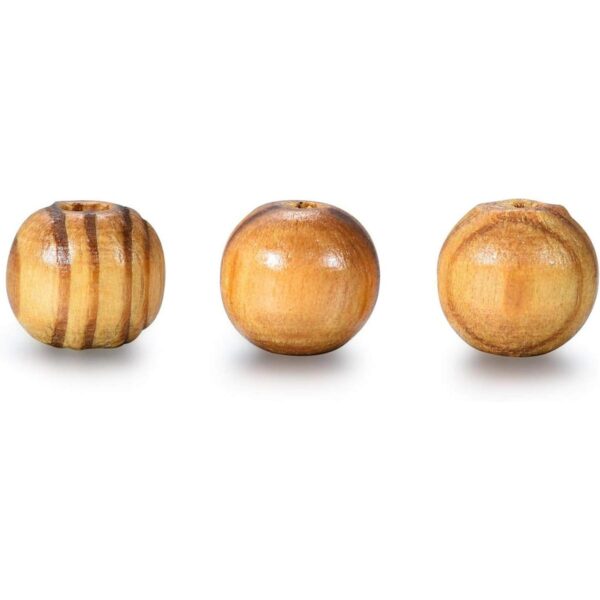 300 cuentas de madera a rayas redondas naturales de 0.394