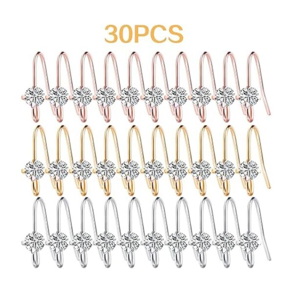 30pcs 3 colores diamantes franceses pendientes ganchos de
