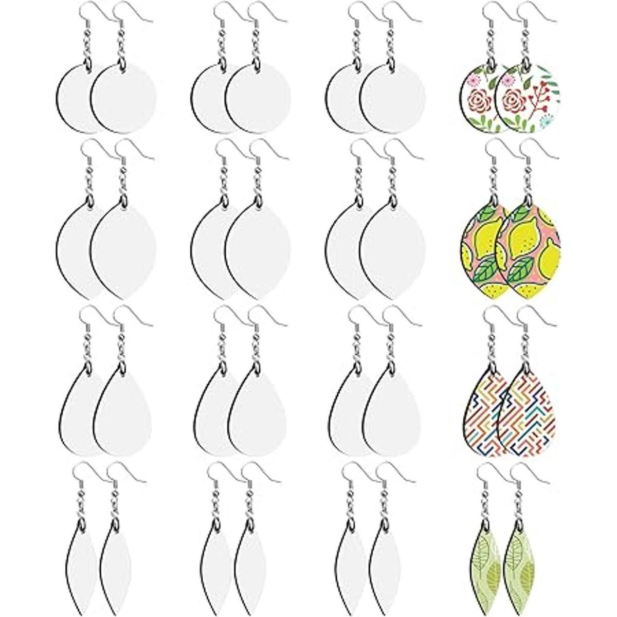 32 piezas en blanco para aretes de sublimación adornos de