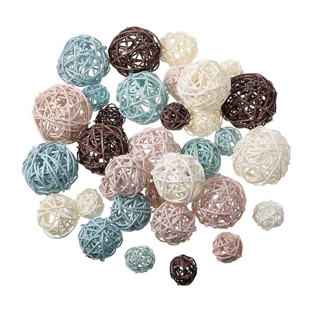 36 bolas de mimbre de ratán decorativas para manualidades