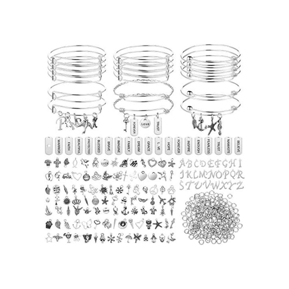 363 pulseras de plata expandibles en blanco kit de
