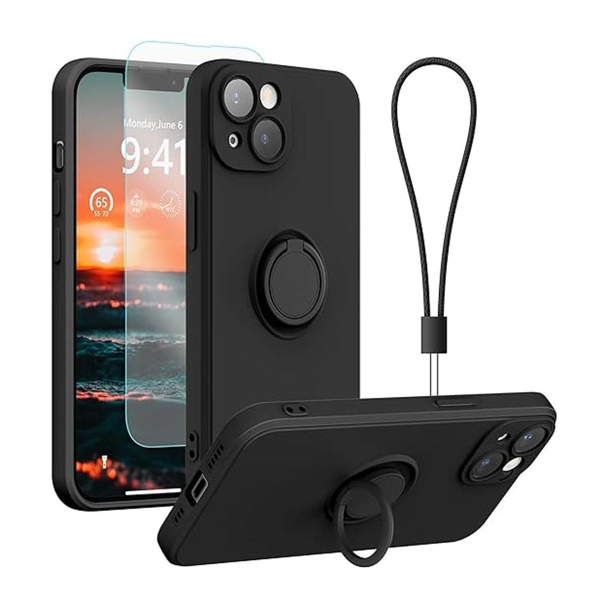 pcgaga Funda de silicona para iPhone 14 Plus con protector