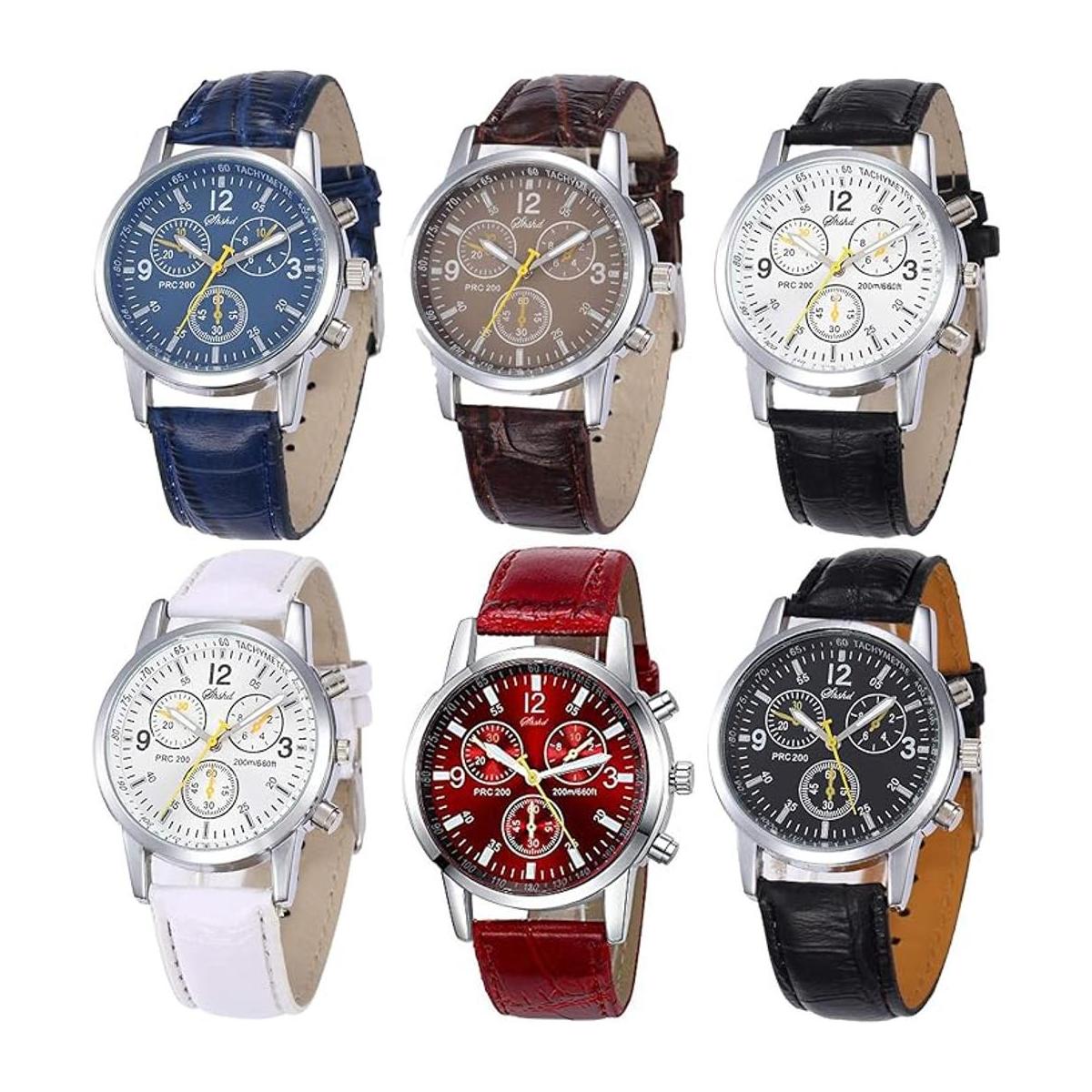 Yunanwa Juego de 6 relojes de cuarzo para hombre de